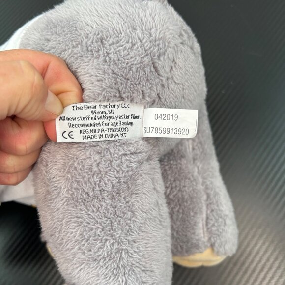 2001 The Bear Factory Gray Plush Elephant Toy With T-Shirt Stuffed Animal - Picture 8 of 11